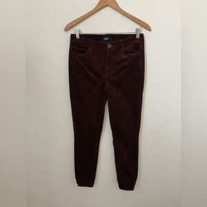 Paige Red Burgundy Hoxton Ankle Corduroy Skinny Mid Rise Pants Size 29